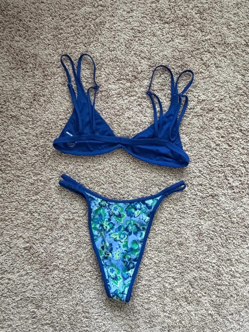 Blue Floral Bikini Set - Women's Swim